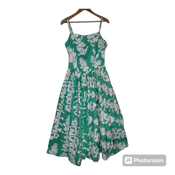 Sig Zane Dresses & Skirts - Sig Zane Green & White Floral Lei Hawaiian Dress S Pin Up